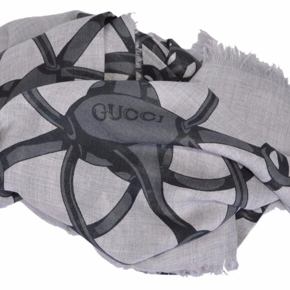NWT GUCCI WOOL MODAL HORSEBIT LOGO PATTERN SCARF WRAP - Picture 1 of 9